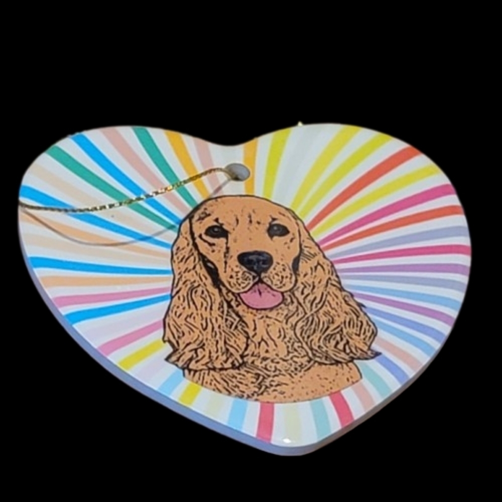 COCKER SPANIEL dog heart ceramic ornament dog nwot gift